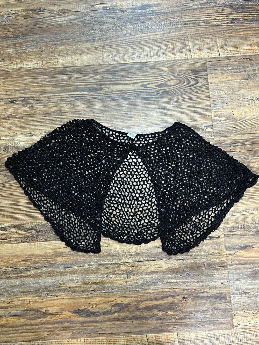 Black Open-Knit Crochet Shrug Bolero - Picture 5 of 7
